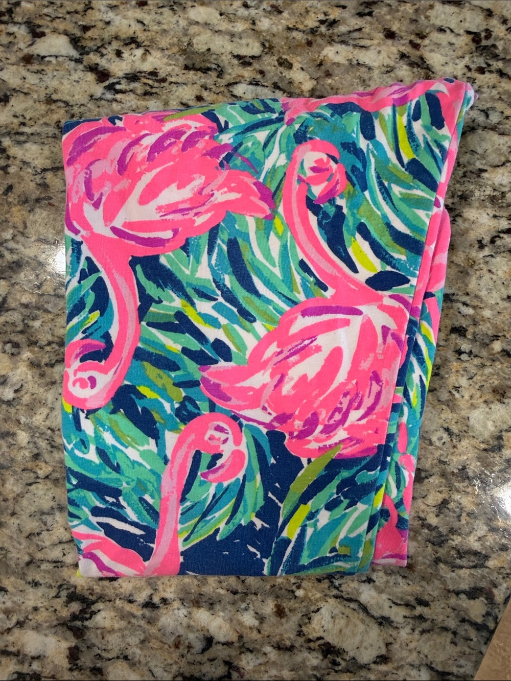 EUC Lilly Pulitzer Pink Flamingo Tropical Print Leggings